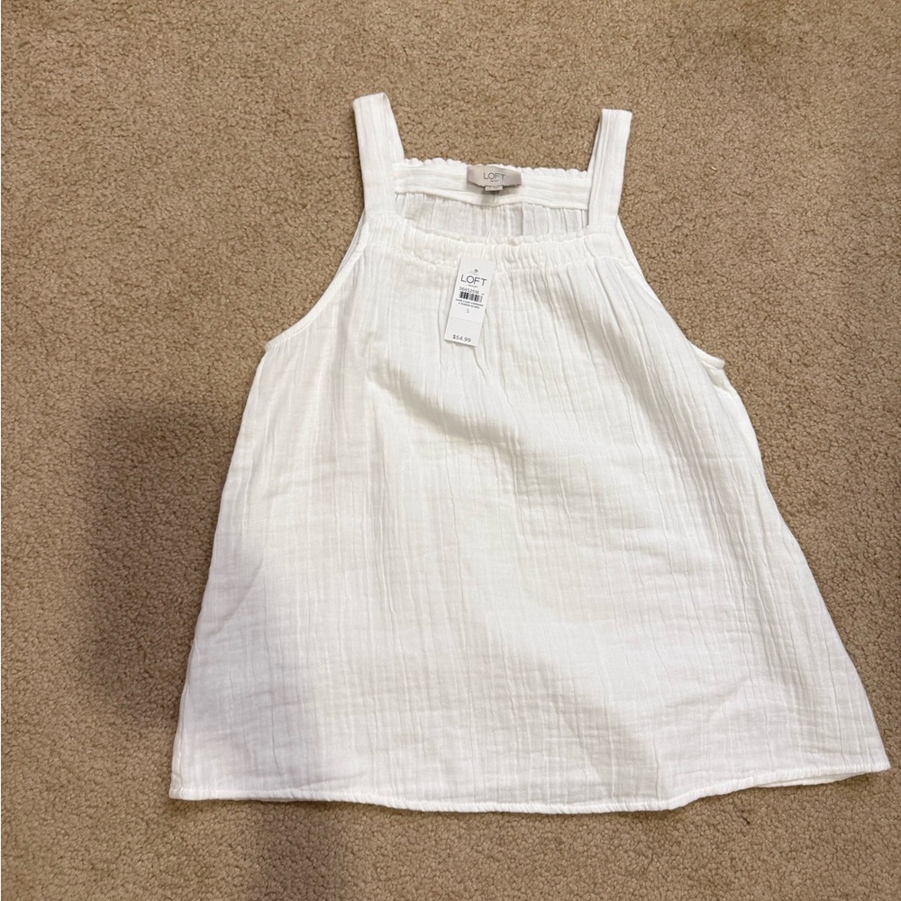 LOFT Crisp White Textured Blouse